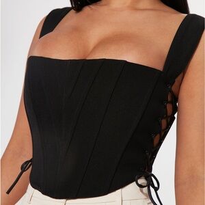Fashion Nova “Side Struttin” Black Corset Top